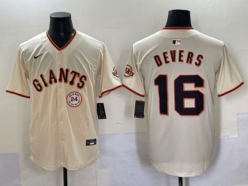 Men 2025 San Francisco Giants 16 Devers Cream Game Nike MLB Jersey style 46